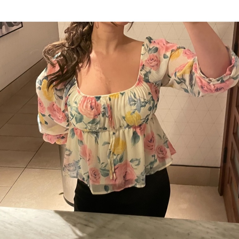 Forever 21 Floral Sheer Blouse
